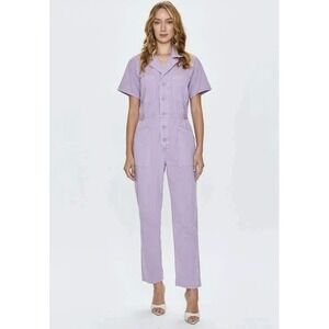 Pistola Grover Jumpsuit Womens XS Lilac Purple Short Sleeve Utility Boiler Suit